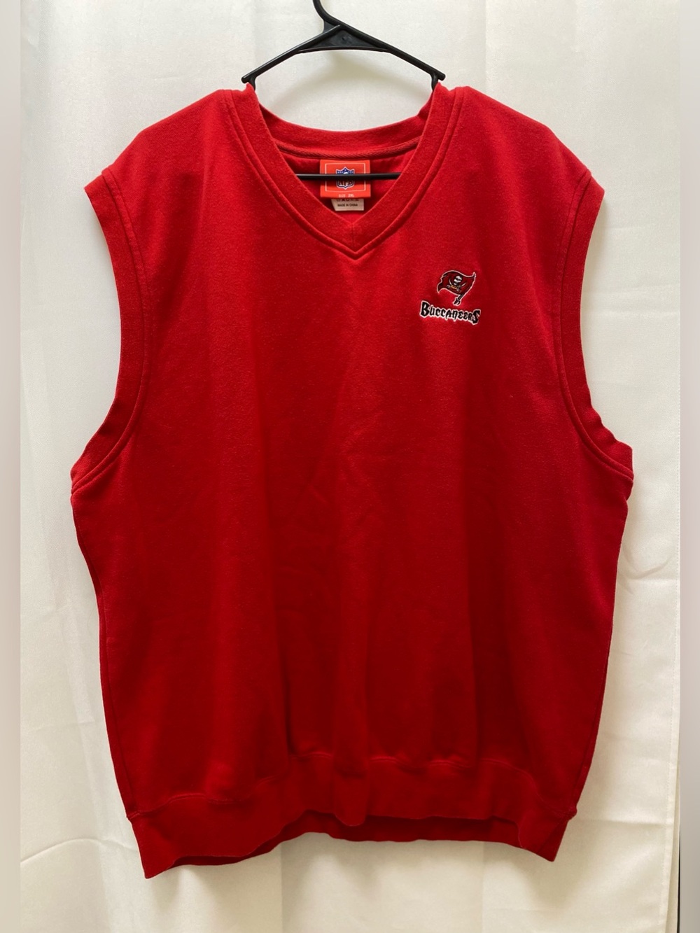 NFL Red V-Neck Sweater Vest - Buccaneers Logo